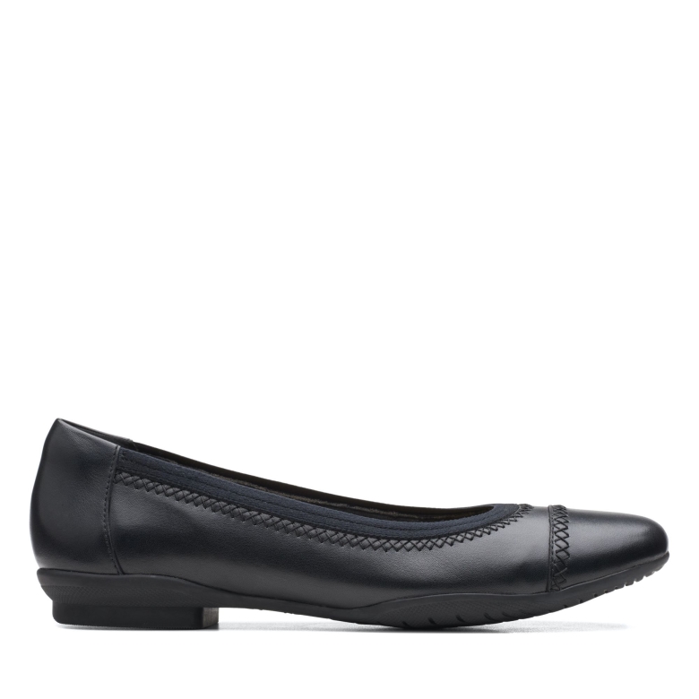Clarks Sara Bay Schwarzes Leder