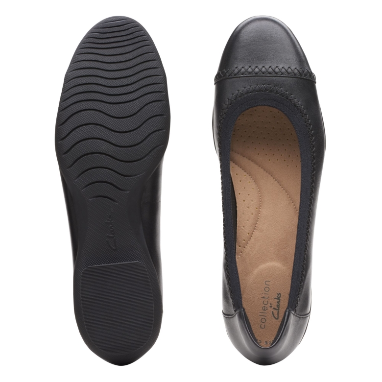 Clarks Sara Bay Schwarzes Leder
