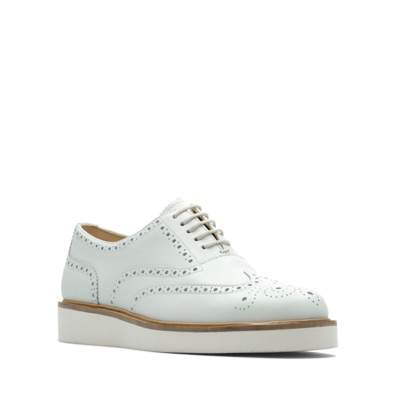 Weiß Leder Baille Brogue Clarks