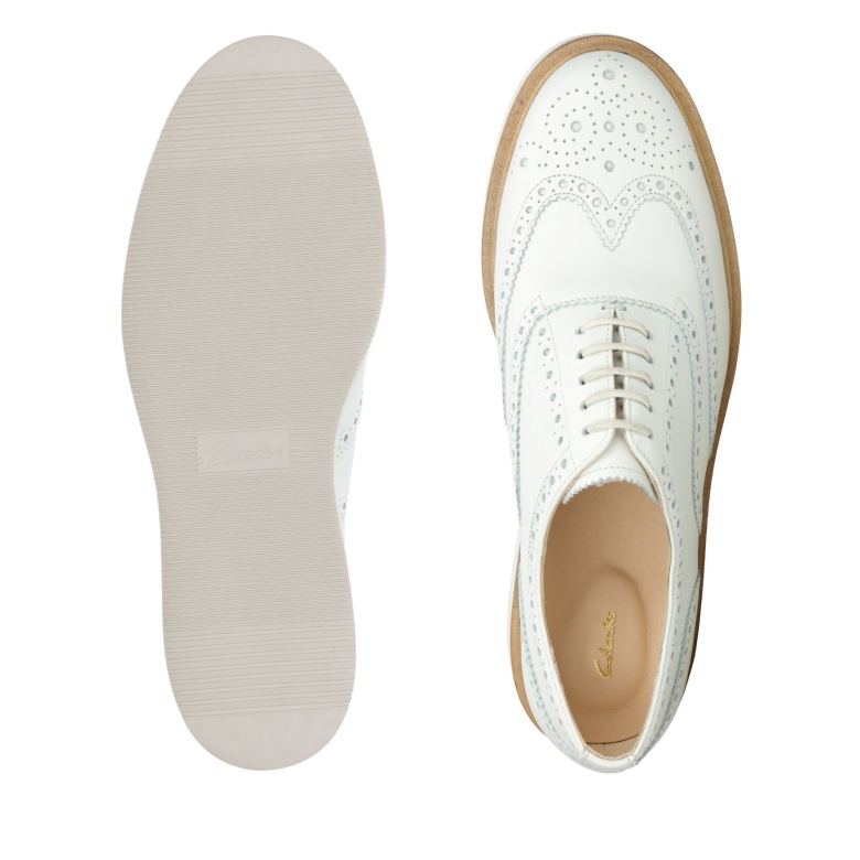 Weiß Leder Baille Brogue Clarks