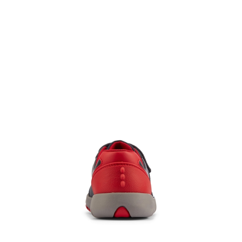 Clarks Marine/rotes Leder Rex Spielen K