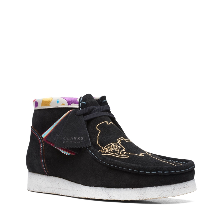 Wallabee Stiefel Clarks Schwarz