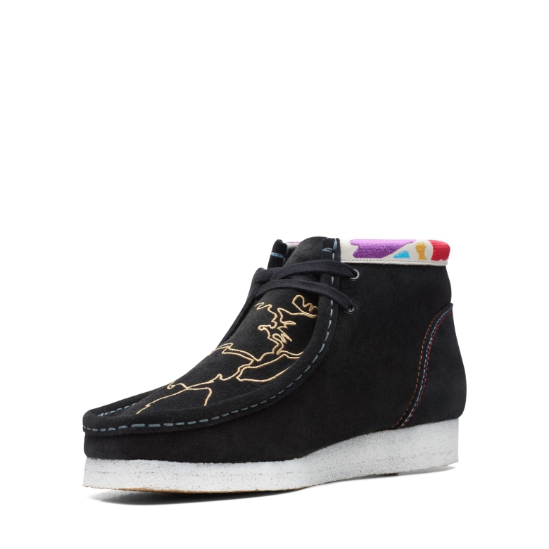 Wallabee Stiefel Clarks Schwarz