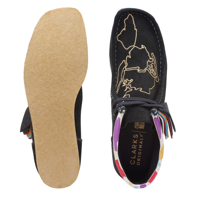 Wallabee Stiefel Clarks Schwarz