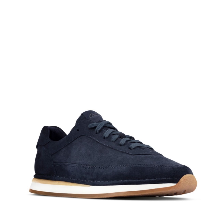 Clarks Craft Run Schnürsenkel Aus Marineblauem Wildleder