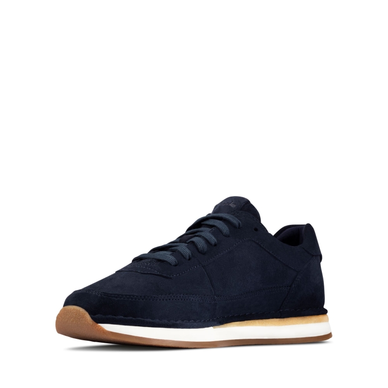Clarks Craft Run Schnürsenkel Aus Marineblauem Wildleder