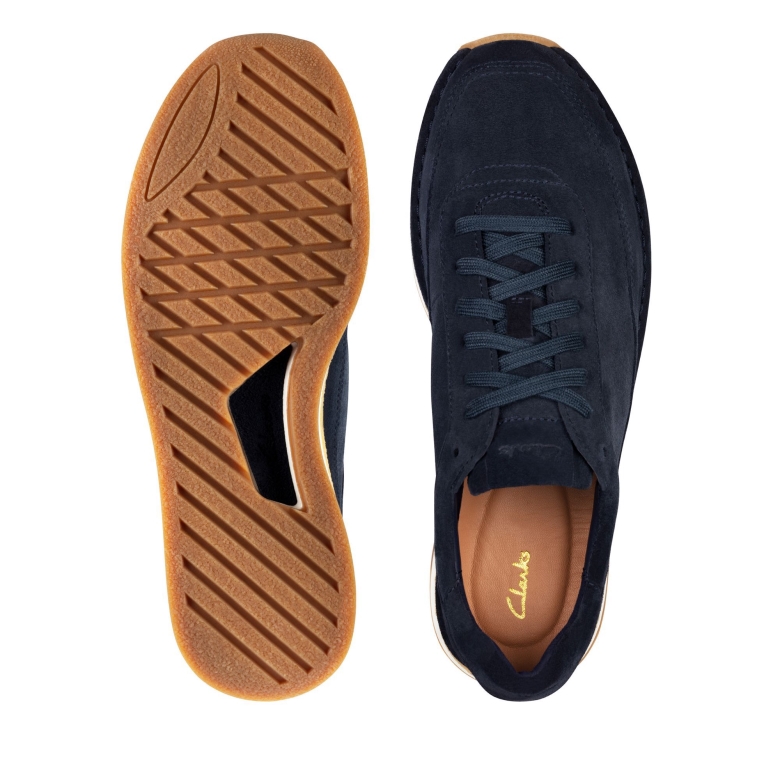 Clarks Craft Run Schnürsenkel Aus Marineblauem Wildleder