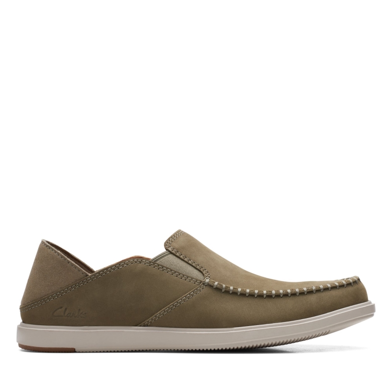 Olive Nubuk Bratton Slip Clarks