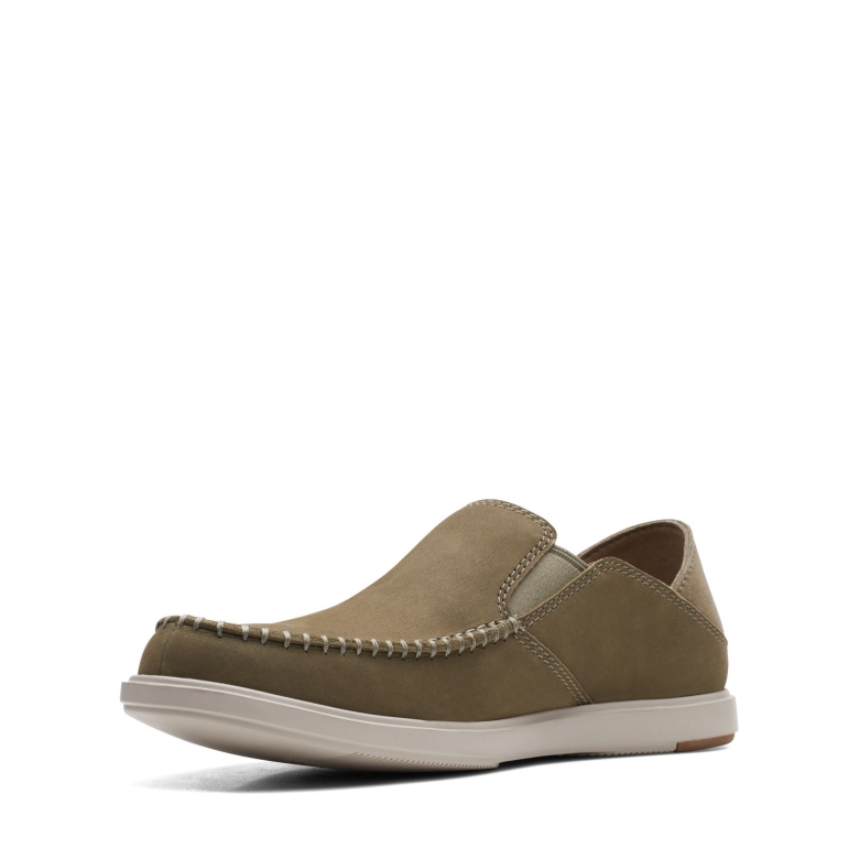 Olive Nubuk Bratton Slip Clarks