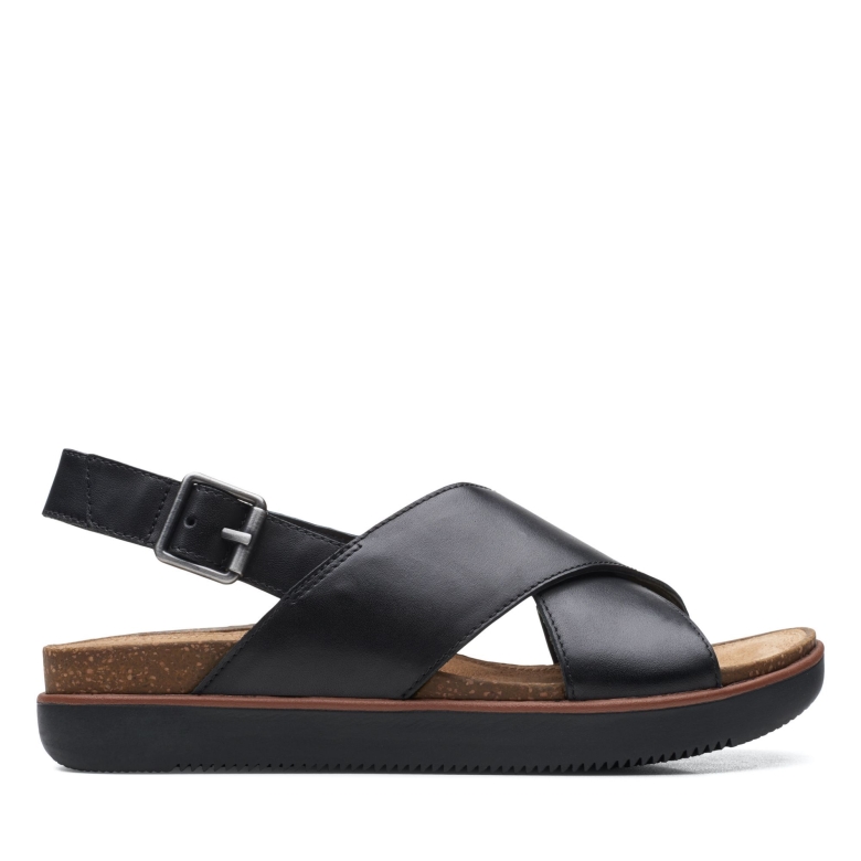 Clarks Schwarzes Leder-elayne-kreuz