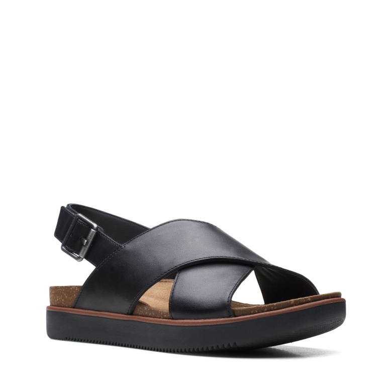 Clarks Schwarzes Leder-elayne-kreuz