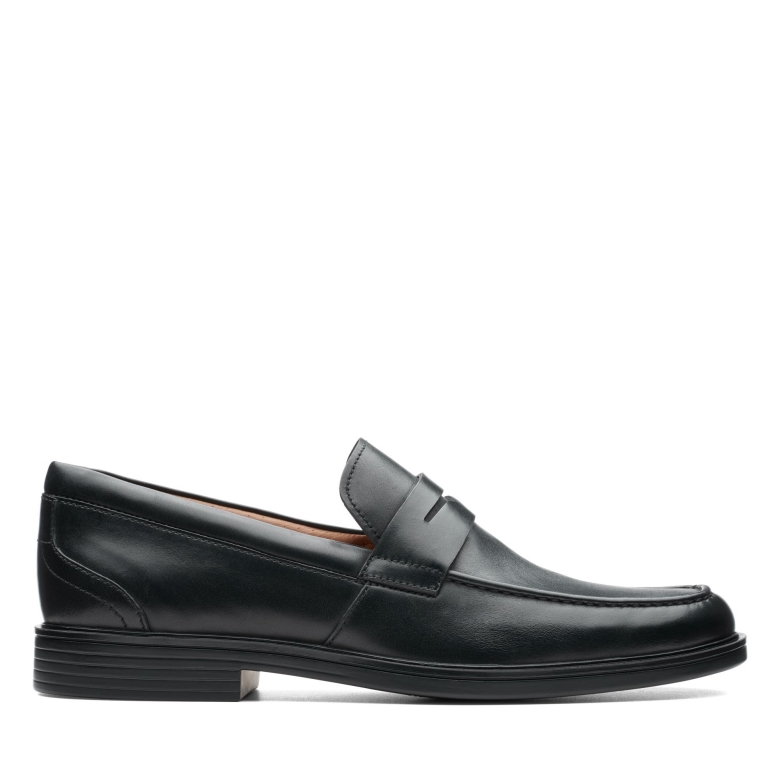 Un Aldric Step Schwarzes Leder Clarks
