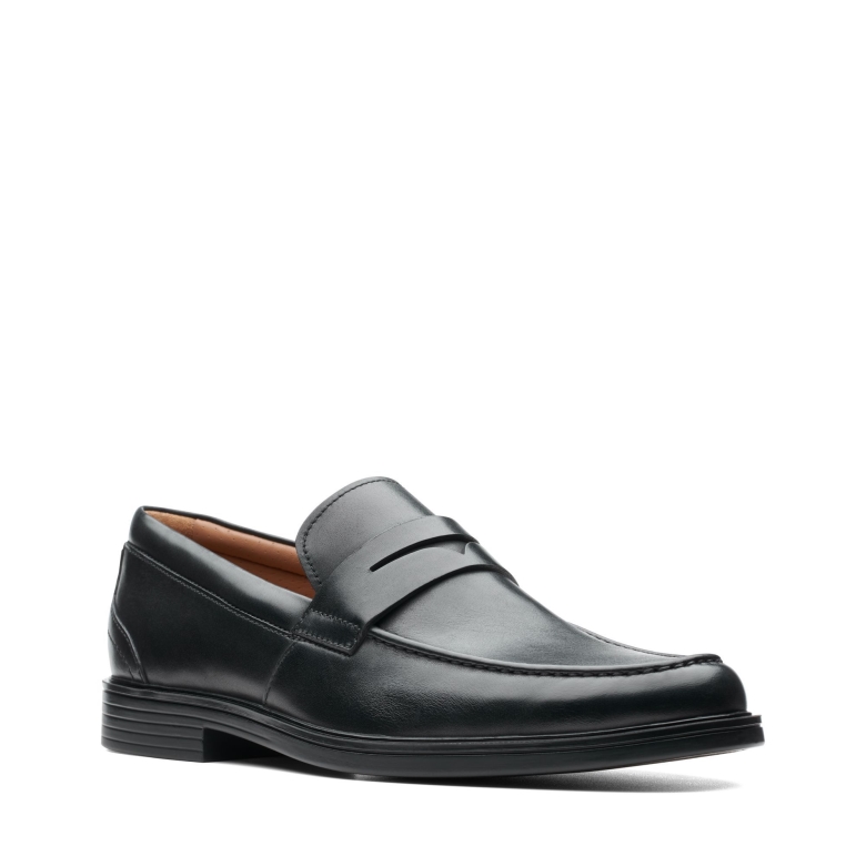Un Aldric Step Schwarzes Leder Clarks