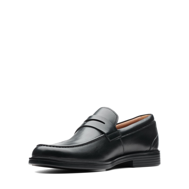 Un Aldric Step Schwarzes Leder Clarks