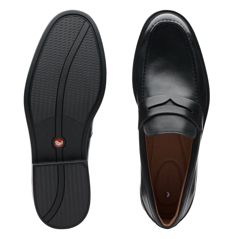 Un Aldric Step Schwarzes Leder Clarks