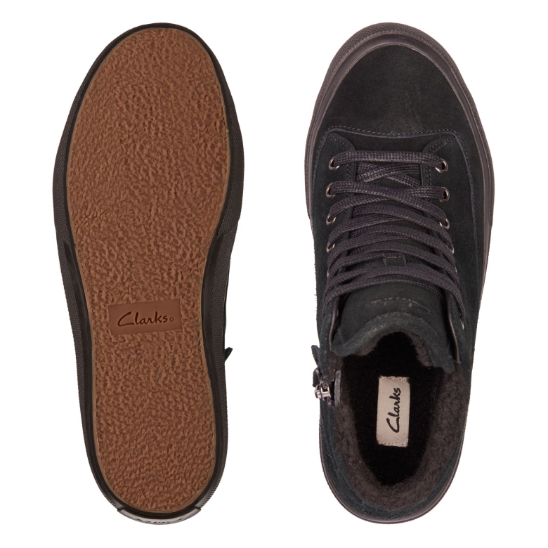 Schwarzes Wildleder Warm Gefüttert Aceley Zip Hi Clarks