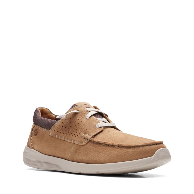 Dunkelsandfarbenes Nubukleder Clarks Gorwmoc