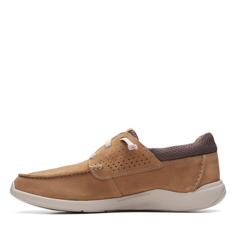 Dunkelsandfarbenes Nubukleder Clarks Gorwmoc