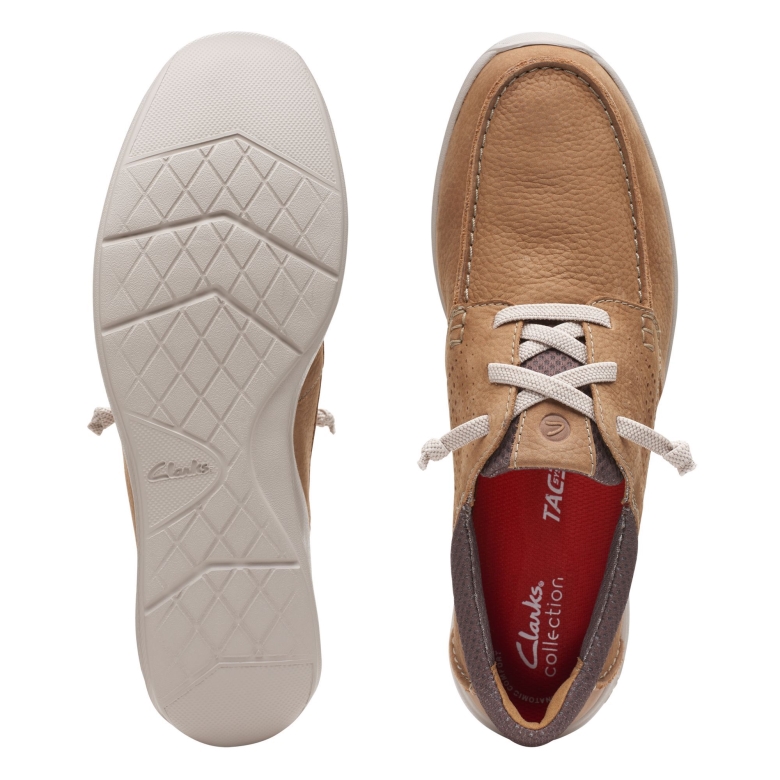Dunkelsandfarbenes Nubukleder Clarks Gorwmoc