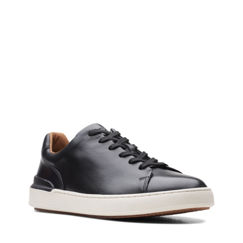 Court Lite Lace Clarks Schwarzes Leder