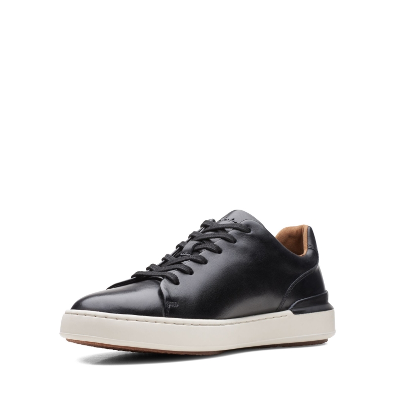 Court Lite Lace Clarks Schwarzes Leder