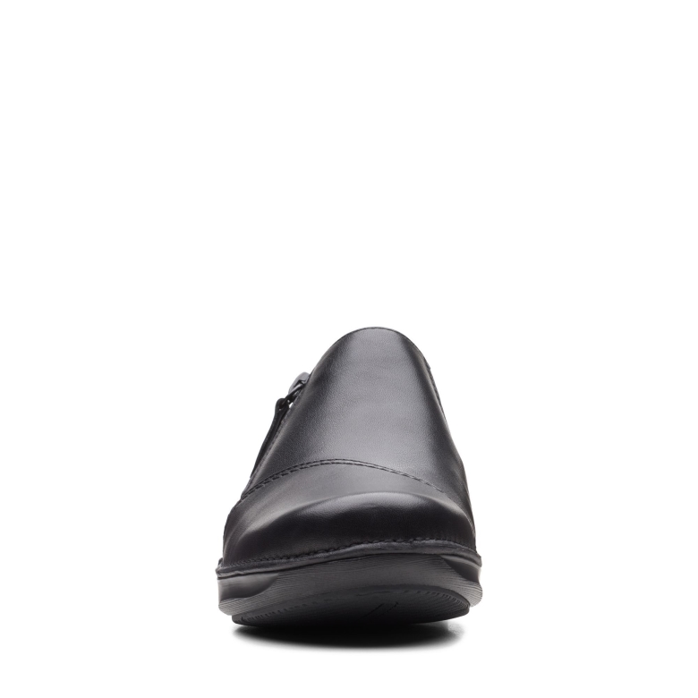 Schwarzer Leder Clarks Appley Reißverschluss