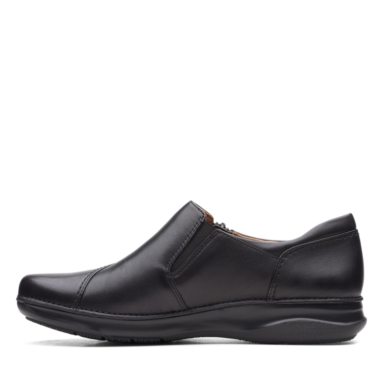 Schwarzer Leder Clarks Appley Reißverschluss