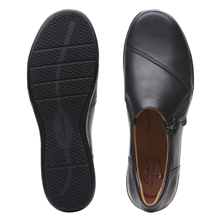 Schwarzer Leder Clarks Appley Reißverschluss