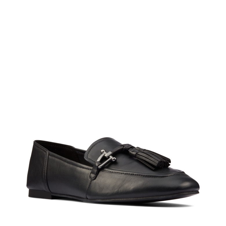 Reines 2 Tassel Clarks Schwarzes Leder