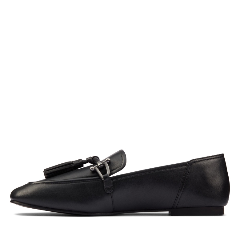 Reines 2 Tassel Clarks Schwarzes Leder
