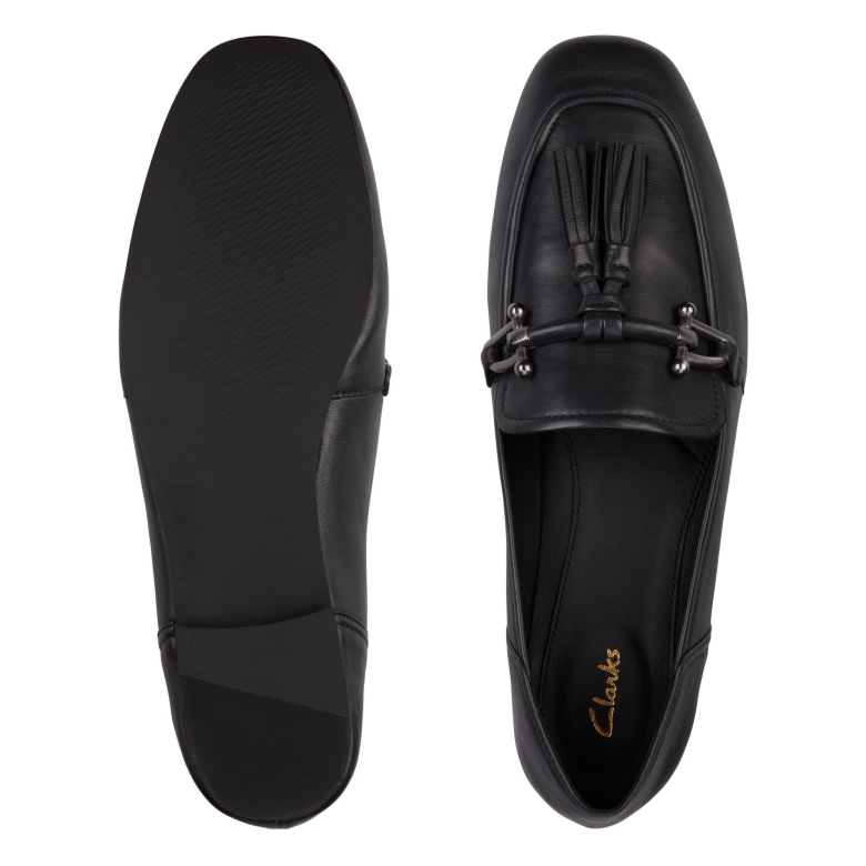 Reines 2 Tassel Clarks Schwarzes Leder
