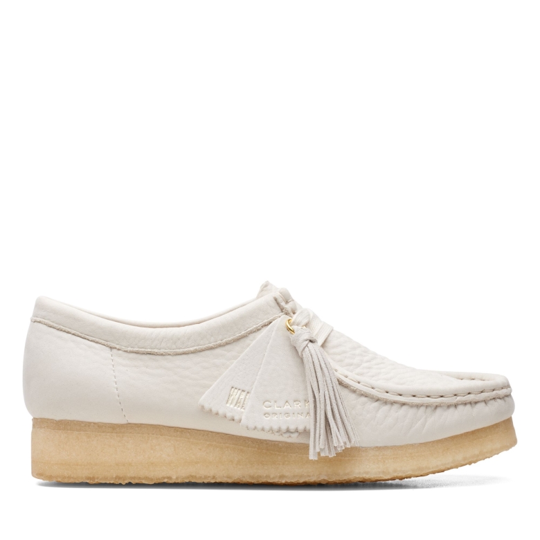 Wallabee Clarks Weißes Leder