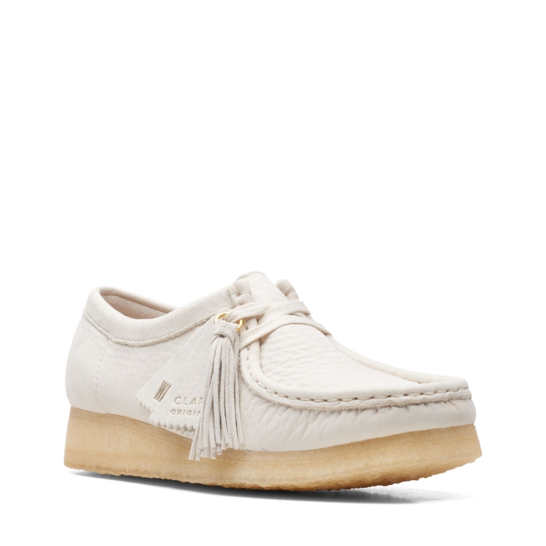 Wallabee Clarks Weißes Leder