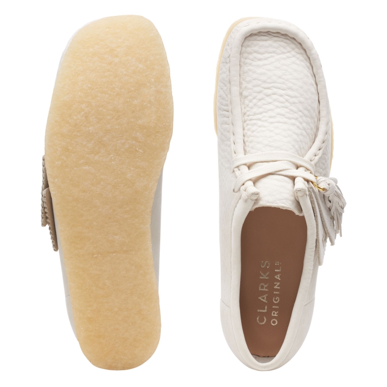 Wallabee Clarks Weißes Leder