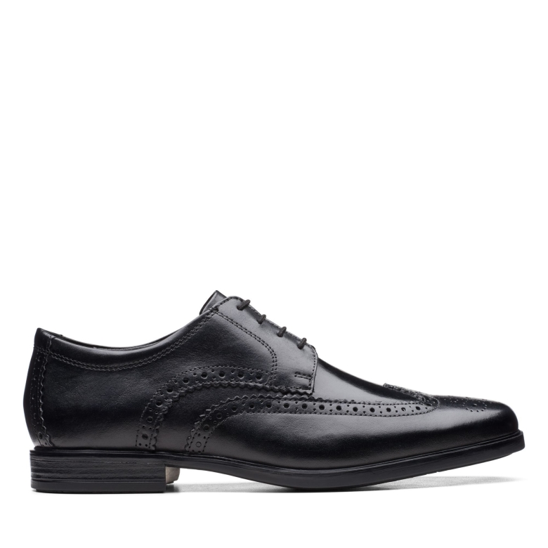 Schwarzes Leder Clarks Howard Flügel