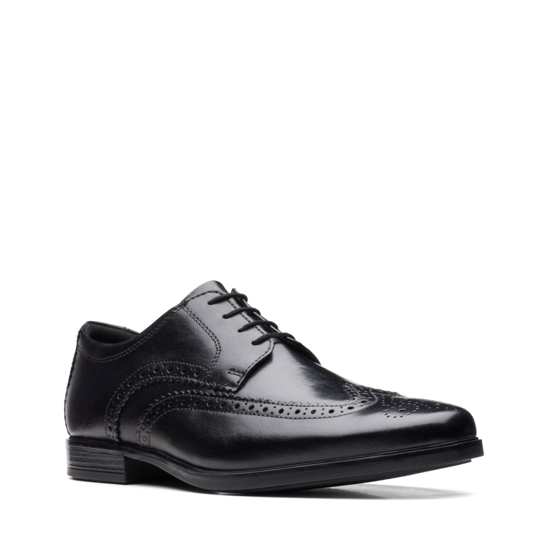 Schwarzes Leder Clarks Howard Flügel