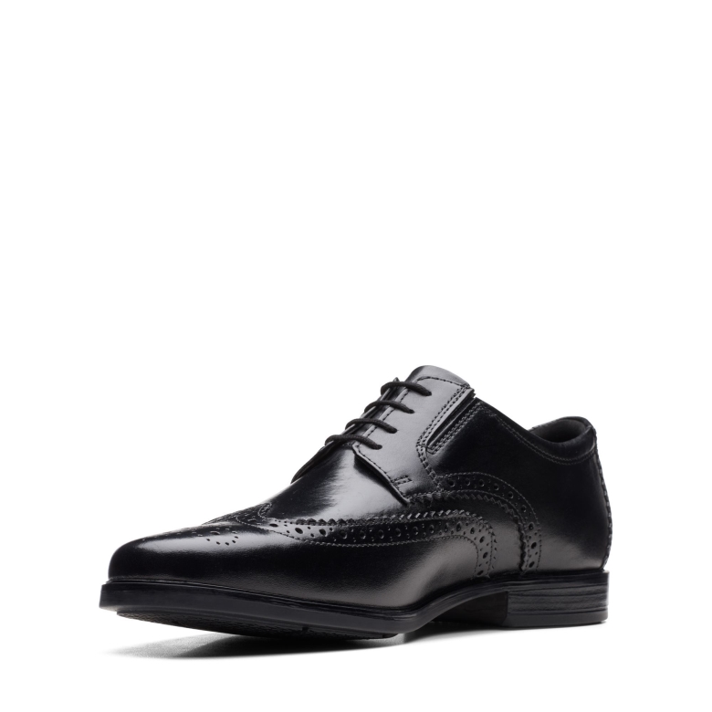Schwarzes Leder Clarks Howard Flügel