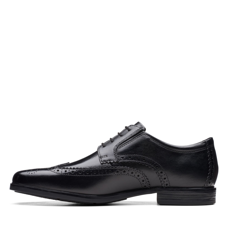 Schwarzes Leder Clarks Howard Flügel