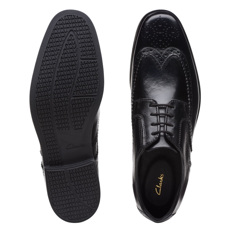 Schwarzes Leder Clarks Howard Flügel