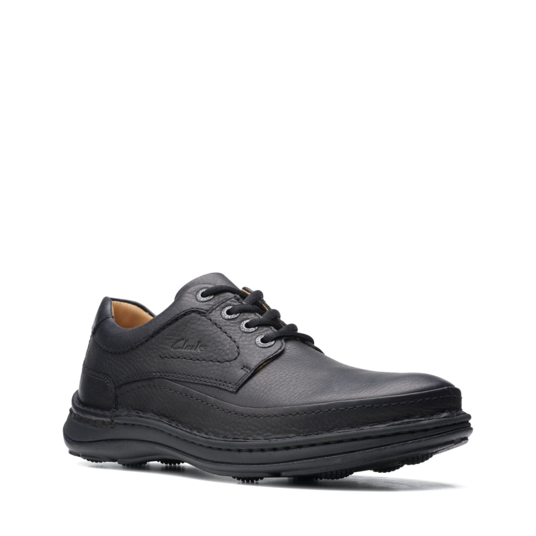 Schwarzes Leder Clarks Natur Drei