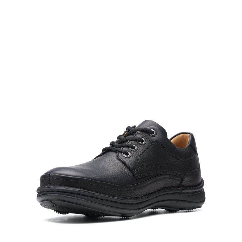 Schwarzes Leder Clarks Natur Drei