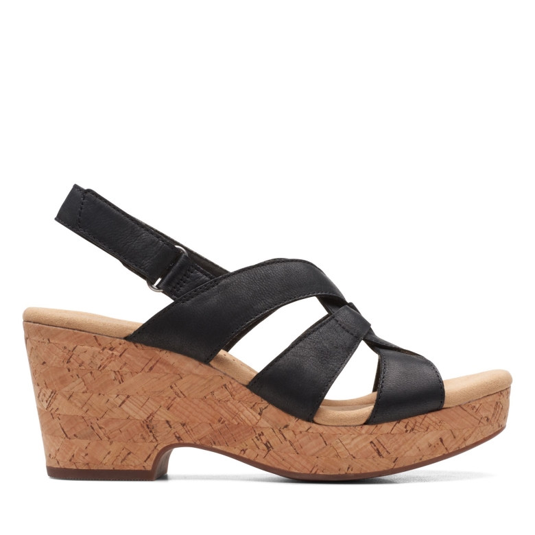 Schwarzes Leder Clarks Giselle Beach