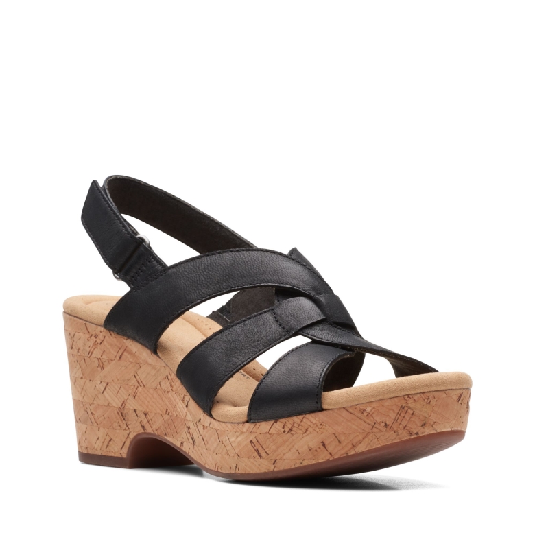 Schwarzes Leder Clarks Giselle Beach