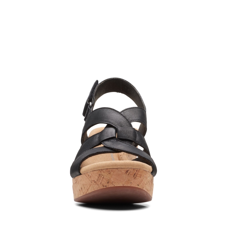 Schwarzes Leder Clarks Giselle Beach