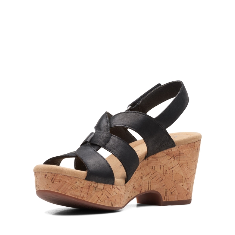 Schwarzes Leder Clarks Giselle Beach