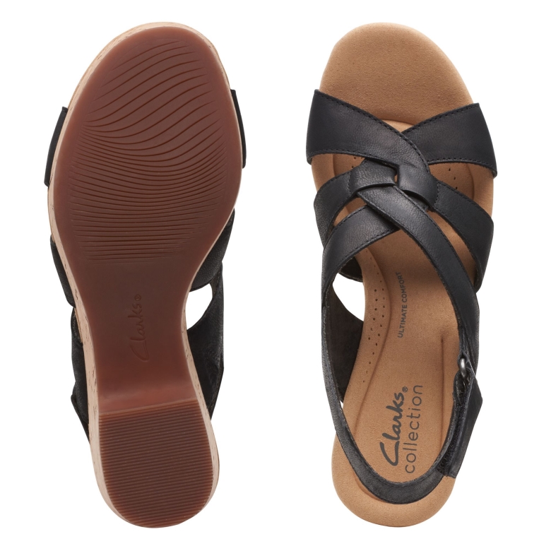 Schwarzes Leder Clarks Giselle Beach