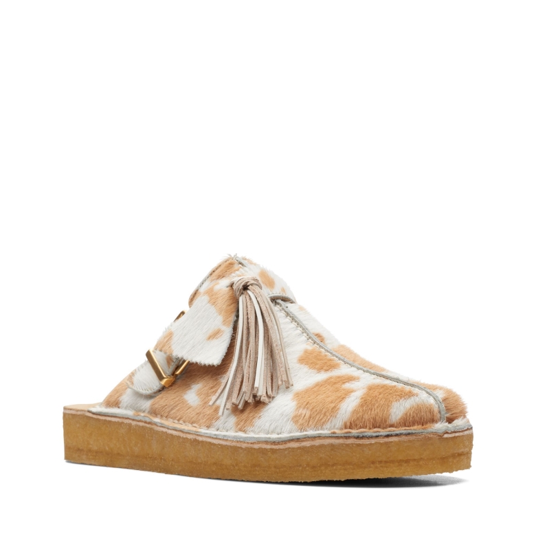 Clarks Hellbrauner Trek-maultier Mit Kuhaufdruck
