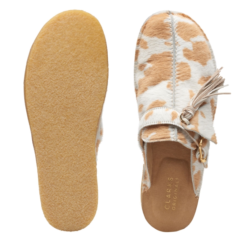 Clarks Hellbrauner Trek-maultier Mit Kuhaufdruck