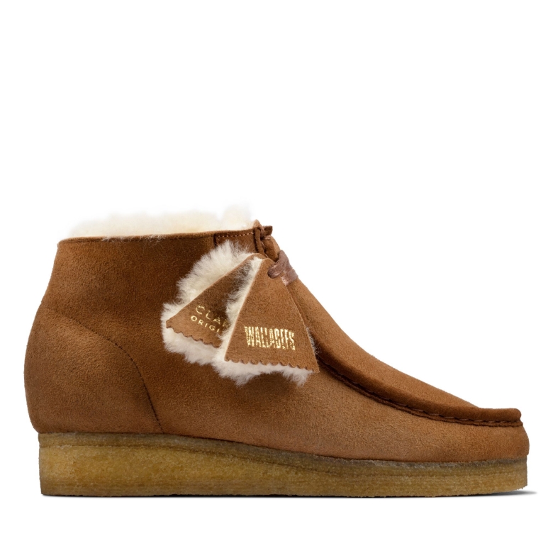 Hellbrauner, Warm Gefütterter Clarks Wallabee-stiefel Aus Leder