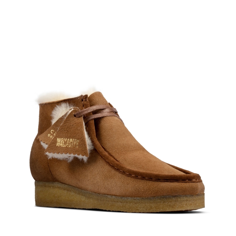 Hellbrauner, Warm Gefütterter Clarks Wallabee-stiefel Aus Leder